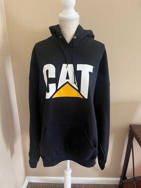 Jerzees Black Hoodie with White and Yellow CAT Logo